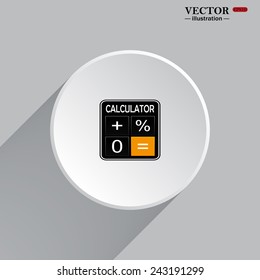 White circle with a shadow. calculator, vector illustration, EPS 10