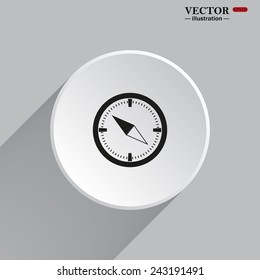 White circle with a shadow. Compass , vector illustration, EPS 10