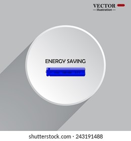 White circle with a shadow. energy saving battery , vector illustration, EPS 10