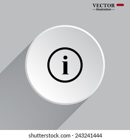 White circle with a shadow. icon of info, gray button with a red stroke, vector illustration, EPS 10