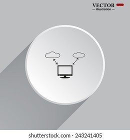 White circle with a shadow. illustration of cloud storage