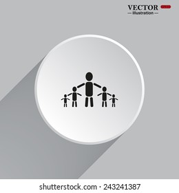 White circle with a shadow. kids silhouette family , vector illustration, EPS 10