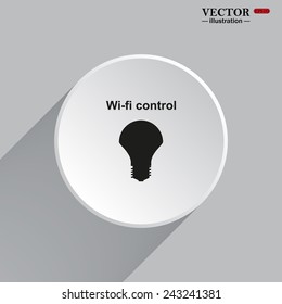 White circle with a shadow. LED lamp controlled via wi-fi network, vector illustration, EPS 10