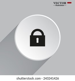 White circle with a shadow. lock black , vector illustration, EPS 10