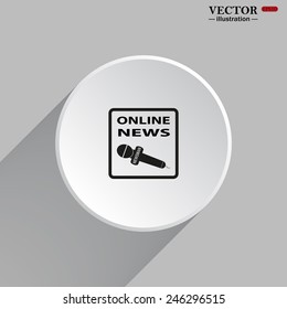 White circle with a shadow on a gray background. of online news, vector illustration, EPS 10 