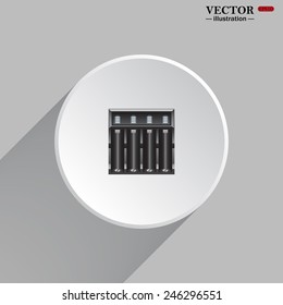 White circle with a shadow on a gray background. Battery Charger, vector illustration, EPS 10 