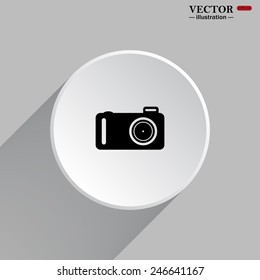 White circle with a shadow on a gray background. photo camera, vector illustration, EPS 10