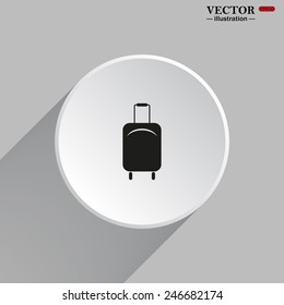 White circle with a shadow on a gray background. Baggage icon. Vector illustration, EPS 10
