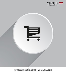 White circle with a shadow. Shoping basket , vector illustration, EPS 10
