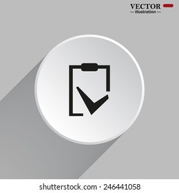 White circle with a shadow. tablet with paper, vector illustration, EPS 10