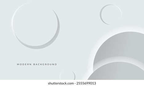 White circle shape background with shadow and combination dynamic wave line