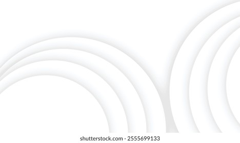 White circle shape background with shadow and combination dynamic wave line