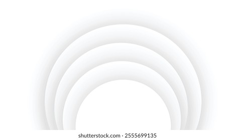 White circle shape background with shadow and combination dynamic wave line