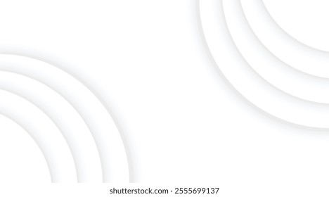 White circle shape background with shadow and combination dynamic wave line