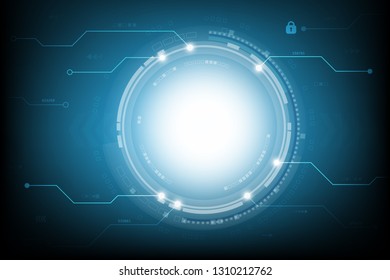 White circle with soft shadows Is on the wheel with a map on a light blue background for the technological background