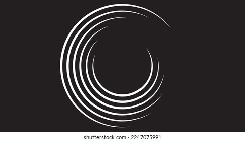 White circle speed lines isolated. Abstract speed lines in circle form, vector. For geometric art, elements design, logo, print materials and placard template. Abstract speed lines circles background