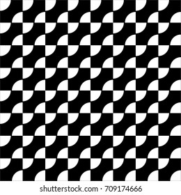 White Circle in Square Seamless on Black Background. Vector Illustration.