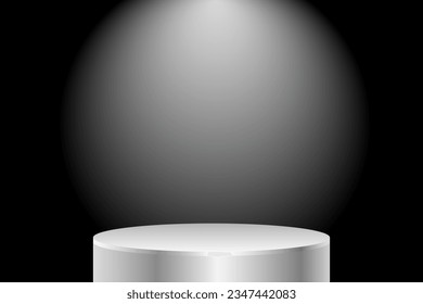 White circle stage black background, Stage showcase, Product display  for mockup products display. vector illustration