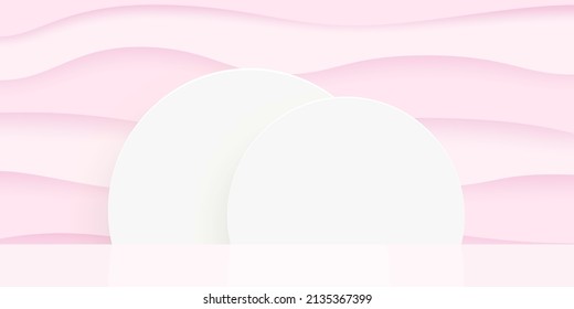 White circle stage over pink abstract wall background illustration