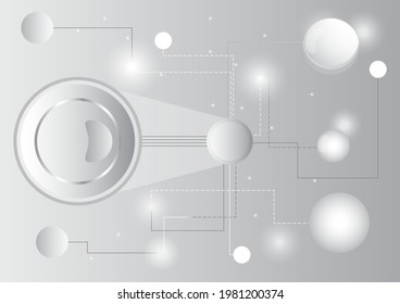 White circle and technology chain. Abstract futuristic background