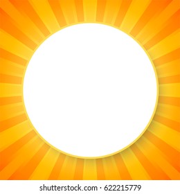 White circle template on Orange abstract background with start burst concept