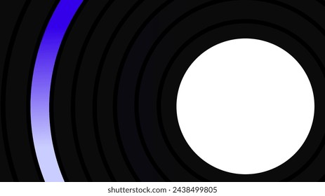 White circle for text and images presentation over dark grey and blue outline