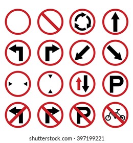 White circle transportation sign set 
