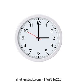 White circle wall clock face showing 3 o'clock, isolated. Vector illustration