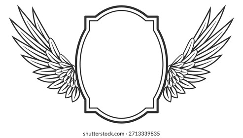 A white circle with wings on either side
