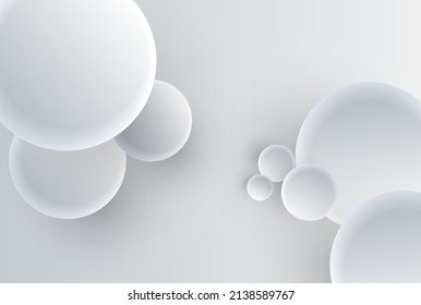 White circles abstract background. Simple and clean. 3D illustration.
