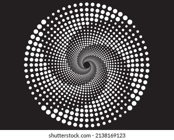 The white circles arranged from smallest to largest became a wheel. on a black background