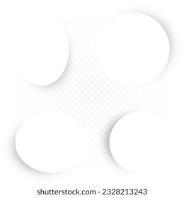 White circles banner set with shadow on transparent background. Paper round design element templates for business messages tags labels stickers