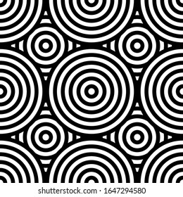 Círculos blancos con un contorno negro. Patrón sin problemas. Dibujo vectorial. Antecedentes.Textura.