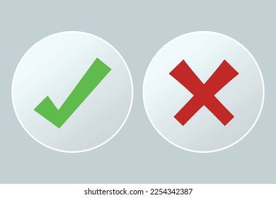 White Circles Check Mark And Cross Vectorart
