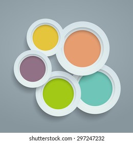 White Circles with Colors Inside Background, Vector Illustration