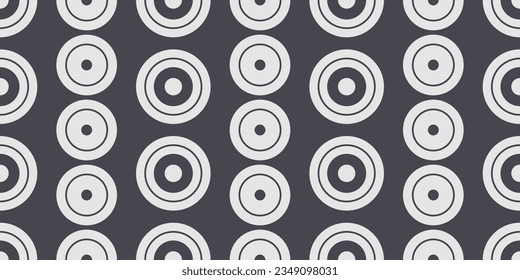 Círculos blancos, fondo oscuro, círculos extensibles abstractos. Para textil, almohada, tela, fondo, embalaje, bloc de notas, taza, papel pintado. Vector sin foco.