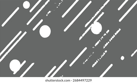 Círculos blancos y líneas diagonales con bordes ásperos sobre un fondo gris.
