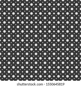 White circles and dots on a black background. Abstract seamless circles background.