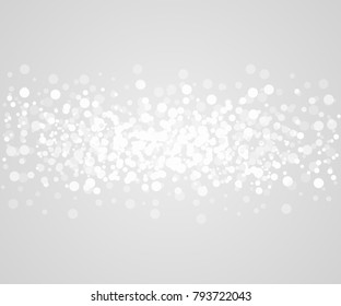 White circles or dots on grey space for your amazing winter design. Shine bright like a stars. Bokeh style.