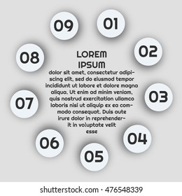 White Circles Infographics Design. Template for presentation and chart. Business concept with options. Vector illustration. 