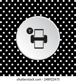 The white circles on a black background. Printer with wi-fi connection , vector, EPS 10