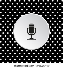 The white circles on a black background. Microphone. Voice recording, vector illustration, EPS 10