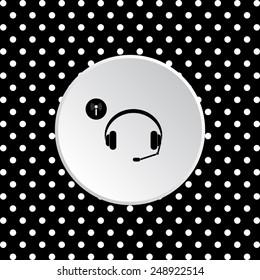 The white circles on a black background. Headphones. Musical accessories running through wi-fi network,  vector illustration, EPS 10