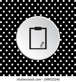 The white circles on a black background. tablet with paper, vector illustration, EPS 10