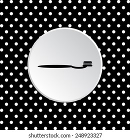 The white circles on a black background. Toothbrush and Toothpaste , vector illustration, EPS 10