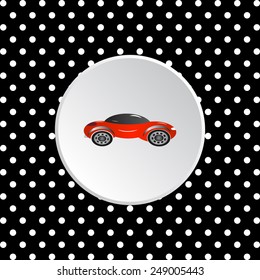 The white circles on a black background. red car , vector illustration, EPS 10