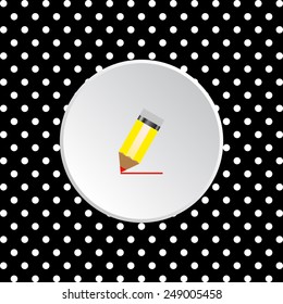 The white circles on a black background. yellow pencil, vector, EPS 10
