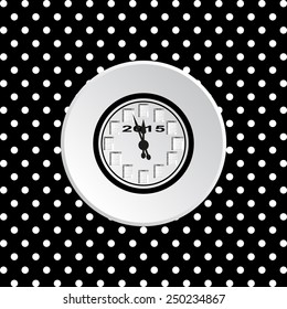 The white circles on a black background. Calendar 2015  stylized clock with figures for the calendar business wall. Vector illustration