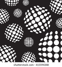 White circles on black background. vector. abstract