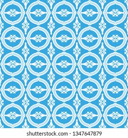 White circles on blue background.Seamless pattern.